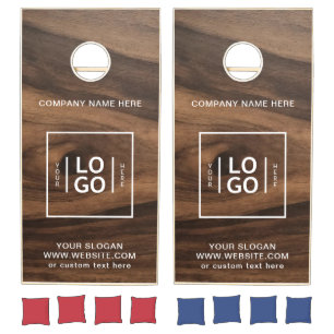 Custom Business Logo Wood Grain Company Cornhole Set