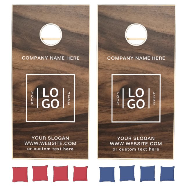 Custom Business Logo Wood Grain Company Cornhole Set (Set)