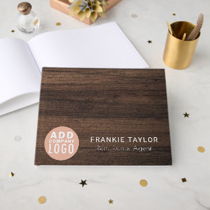 Custom Business Logo Wood Look Custom Company Guest Book