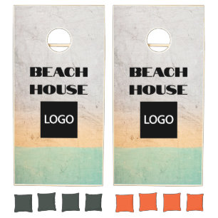 Custom Business Logo Wooden Beach House Cornhole Set