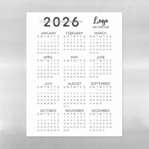 Custom Business Logo Yearly 2026 Calendar Magnetic Dry Erase Sheet