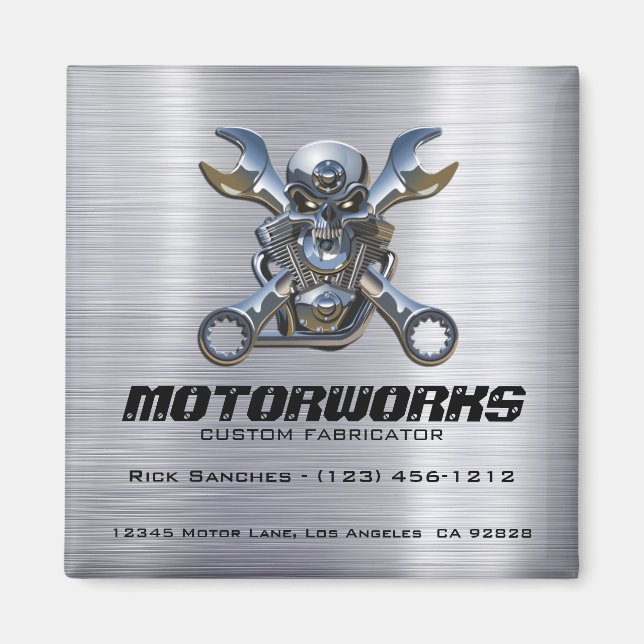 Custom Business Magnets (Skull and Wrench) (Front)