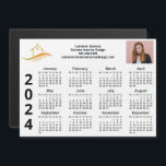 Custom Business Marketing 2024 Calendar Magnet<br><div class="desc">This modern business magnetic calendar is custom made with your professional company name under the the agent name in chic typography. This minimalist black and white calendar magnet features your logo on one side and personalized photo on the other. Contemporary marketing tools for a corporation in 2024. The weeks start...</div>
