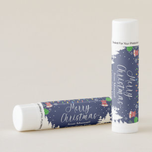 Custom Business Merry Christmas Party Blue Lip Balm
