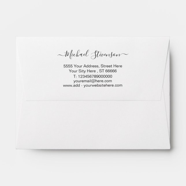 Custom Business Name Address Personalized Envelope (Back (Top Flap))