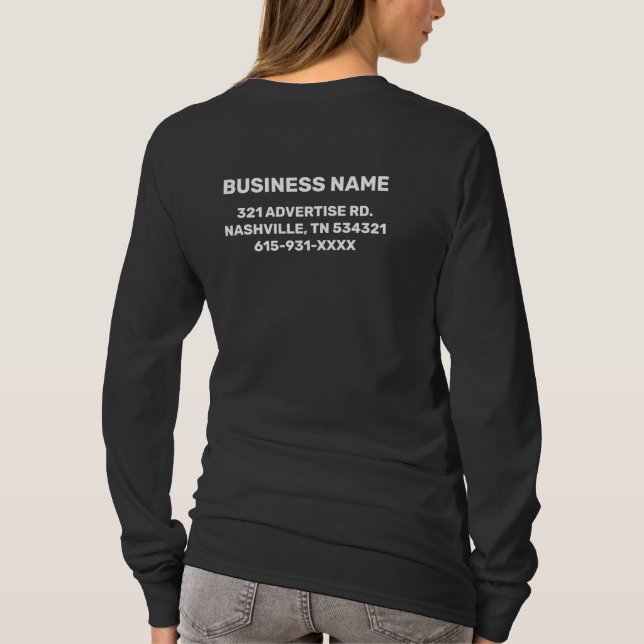 Custom Business Name Advertise Black T-Shirt (Back)