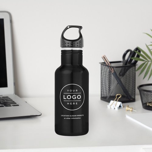 Custom Business Name and Logo Black Branded Stainless Steel Water Bottle
