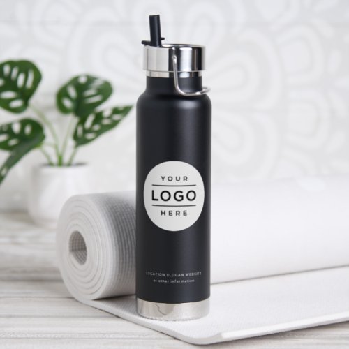 Custom Business Name and Logo Black Branded Water Bottle