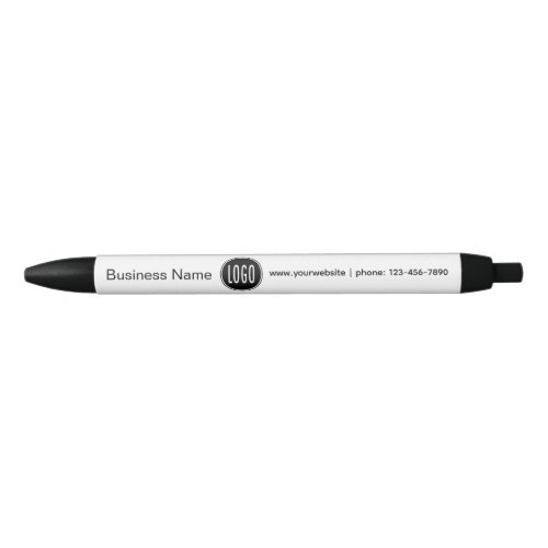 Custom Business Name and Logo Company Info Black Ink Pen