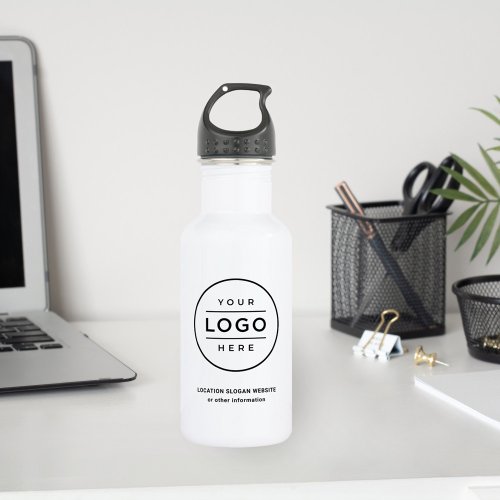 Custom Business Name and Logo White Branded Stainless Steel Water Bottle