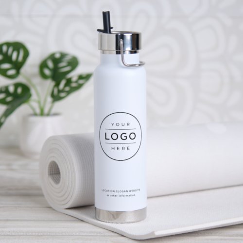Custom Business Name and Logo White Branded Water Bottle