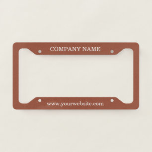 Custom Business Name And Website Terracotta  License Plate Frame