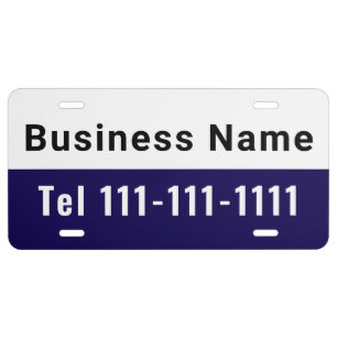 Custom Business Name Blue White Phone Display License Plate