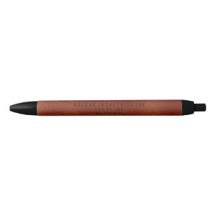 Custom Business Name Brown Vegan Leather  Pen