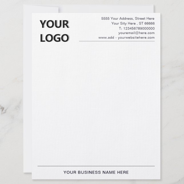 Custom Business Name Info Letterhead with Logo (Front)