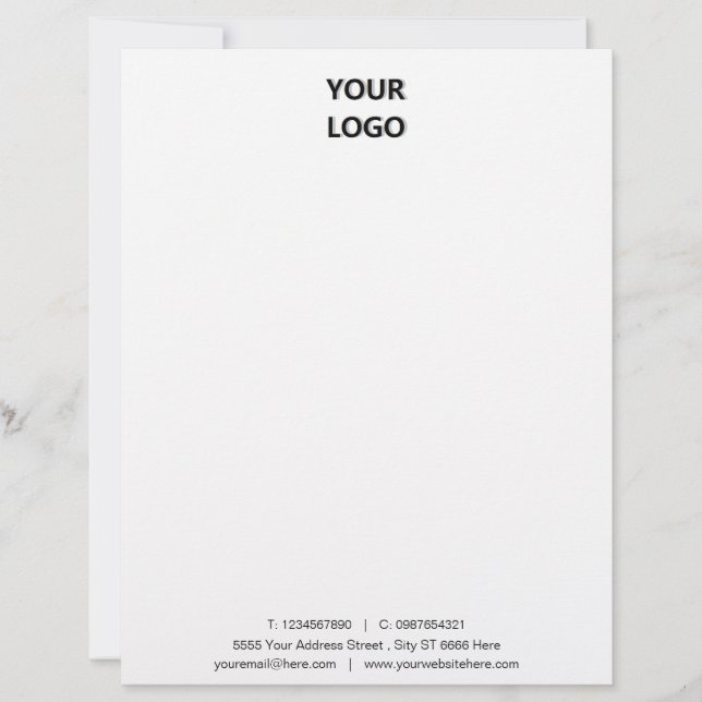 Custom Business Name Info Letterhead with Logo (Front)