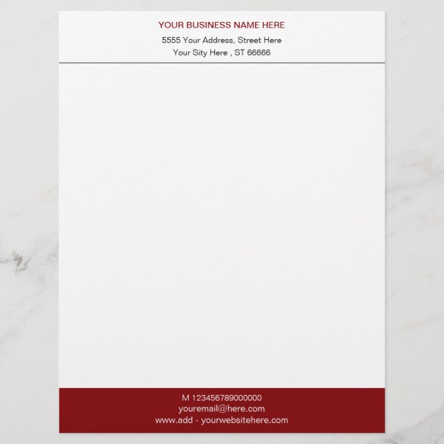 Custom Business Name Info Personalized Letterhead (Front)