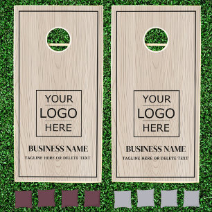 Custom Business Name & Logo Grain Wood Branded Cornhole Set