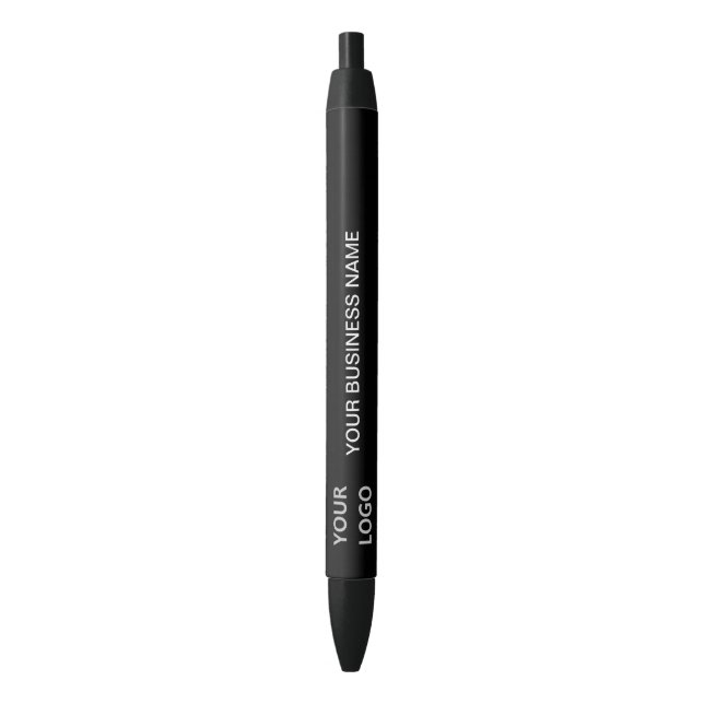 Custom Business Name & Logo - Promotional Black - Pen (Front Vertical)