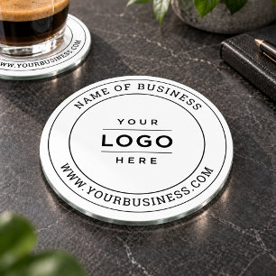 Custom Business Name Logo Website Round Coaster Set