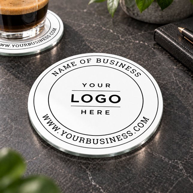 Custom Business Name Logo Website Round Coaster Set (Creator Uploaded)