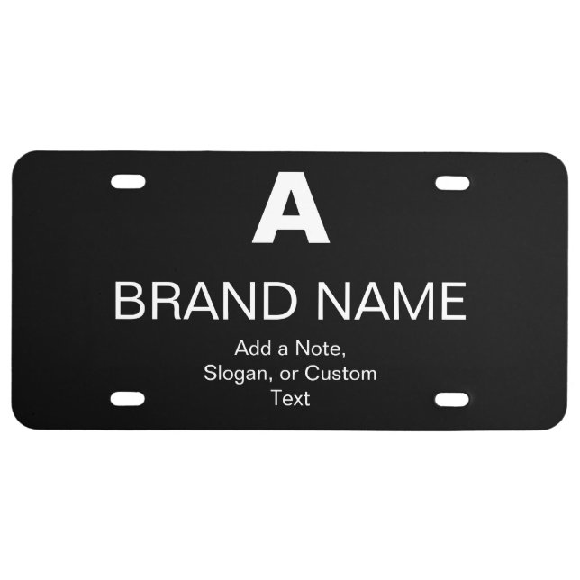 Custom Business Name Monogram Additional Text License Plate (Front)