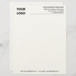 Custom Business Name Office Letterhead and Logo<br><div class="desc">Custom Simple Personalized Black and White Business Office Letterhead with Logo - Add Your Logo - Image / Business Name - Company / Address / Contact Information - Website / E-mail / Phone - Resize and move or remove and add elements / image with customization tool. Choose / add your...</div>