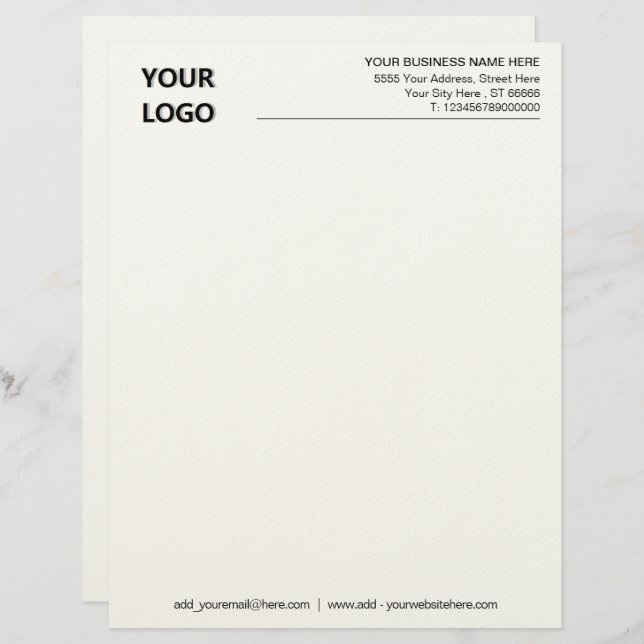 Custom Business Name Office Letterhead and Logo (Front/Back)