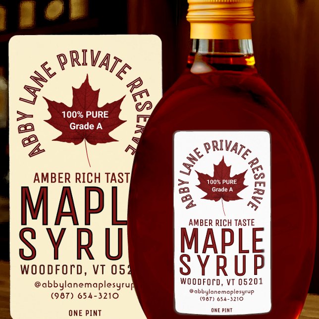 Custom Business Name Red Maple Leaf Circular Logo  Label (Creator Uploaded)