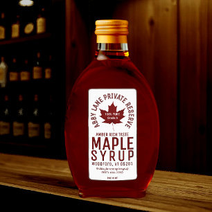 Custom Business Name Red Maple Leaf Circular Logo  Label