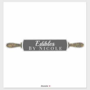 Custom Business Name Rolling Pin Bakery Edibles Sticker