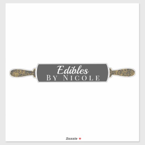 Custom Business Name Rolling Pin Bakery Edibles Sticker