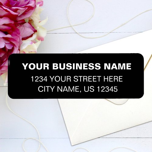 Custom Business Name Simple Black Return Address Label