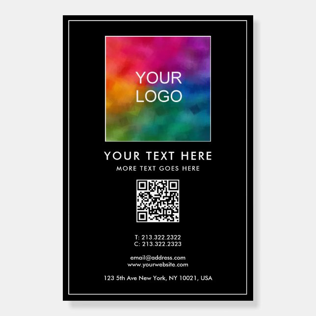 Custom Business Name Text Logo QR Code Template Foam Board (Front)