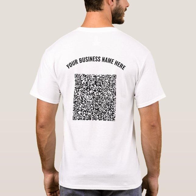 Custom Business Name Text QR Code T-Shirt Template (Back)