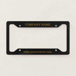 Custom Business Name Website Gold Script License Plate Frame