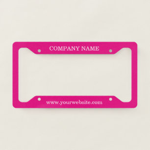 Custom Business Name Website Hot Pink License Plate Frame