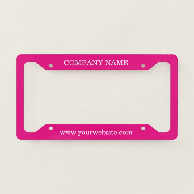 Custom Business Name Website Hot Pink License Plate Frame (Front)