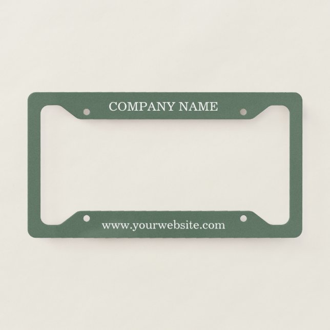Custom Business Name Website Sage Green License Plate Frame (Front)