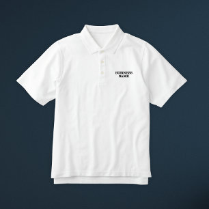 Custom Business Name White Men Embroidered Polo Shirt