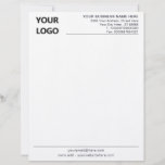 Custom Business Office Letterhead with Logo<br><div class="desc">Custom Simple Personalized Black and White Business Office Letterhead with Logo - Add Your Logo - Image / Business Name - Company / Address - Contact Information - Resize and move or remove and add elements / image with customization tool. Choose your text colors / font / size. Good Luck...</div>