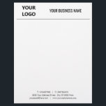 Custom Business Office Letterhead with Logo<br><div class="desc">Custom Simple Personalized Business Office Letterhead with Logo - Add Your Logo - Image / Business Name - Company / Address - Contact Information / Logo - Image ( back side ) - Resize and move or remove and add elements / image with Customization tool. choose font / size /...</div>
