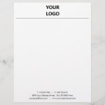 Custom Business Office Letterhead with Logo Modern<br><div class="desc">Custom Simple Black and White Business Office Letterhead with Logo - Add Your Logo - Image / Business Name - Company / Address - Contact Information - Resize and move or remove and add elements / image with customization tool.</div>