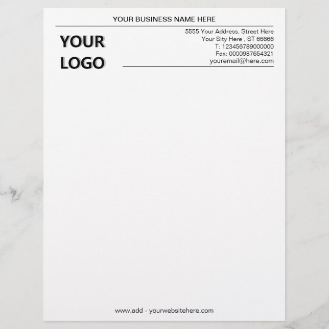 Custom Business Office Letterhead with Your Logo (Front)