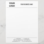 Custom Business Office Letterhead - Your Logo<br><div class="desc">Custom Simple Black and White Business Office Letterhead with Logo - Add Your Logo - Image / Business Name - Company / Address - Contact 
 Information - Resize and move or remove and add elements / image with customization tool.</div>