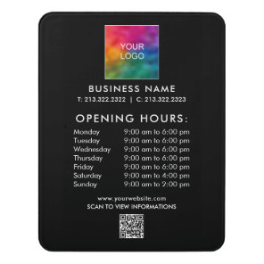 Custom Business Opening Hours Logo Text QR Code Door Sign