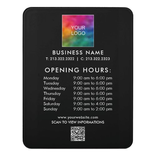Custom Business Opening Hours Logo Text QR Code Door Sign