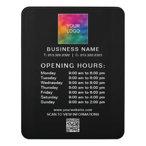 Custom Business Opening Hours Logo Text QR Code Door Sign