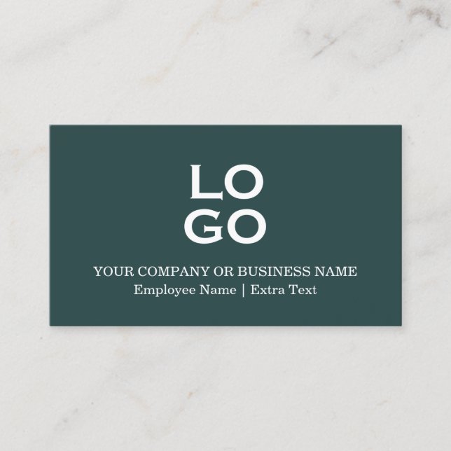 Custom Business or Company Logo & Title Pine Green Business Card (Front)