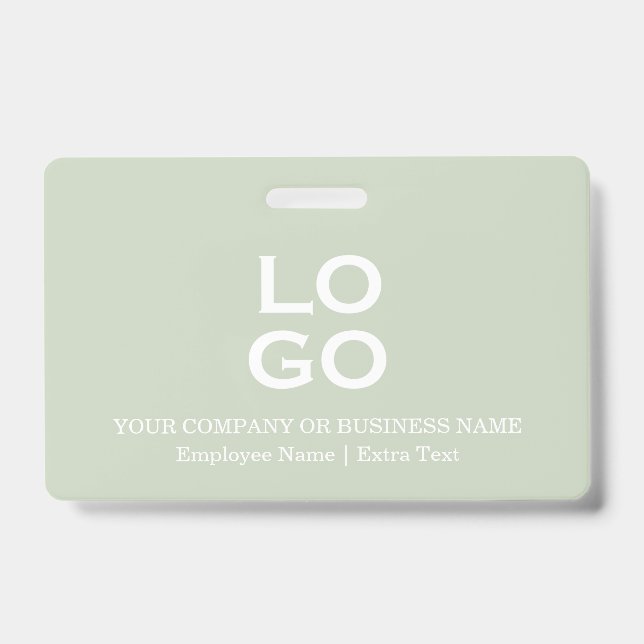 Custom Business or Company Logo & Title Sage Green Badge (Front)